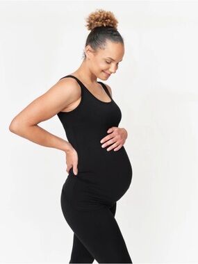 Larken Women's Black Scoop Neck Maternity Nursing Tank Top
